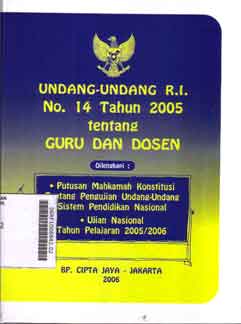 Undang-Undang RI No 14 Tahun 2005 Tentang Guru Dan Dosen