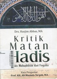 Kritik Matan Hadis : versus muhaddisin dan fuqaha